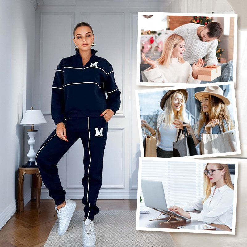 Women's 2-Piece Lounge Set: Comfy Sweatshirt & Sweatpants with Pockets