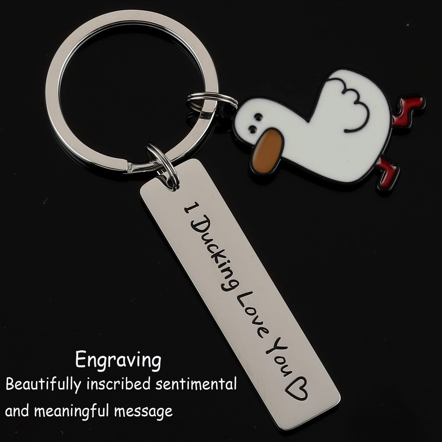 Funny Lover Gift Ducking Love You Cute Duck Pun Keychain Couples - Minihomy