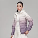 Women's Autumn And Winter Lightweight Down Jacket Hooded Gradient Color