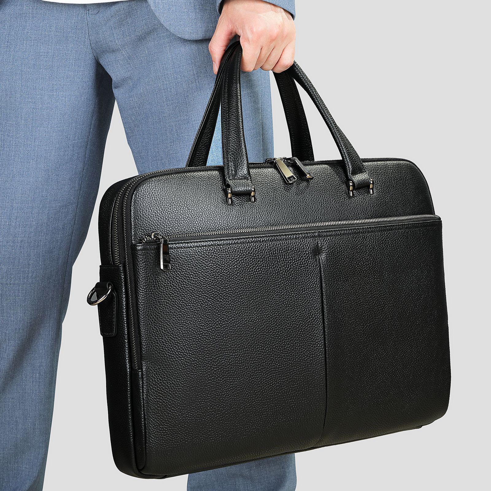 Men's Leather Briefcase, Large Capacity 17-inch Laptop Bag, Cowhide Handbag