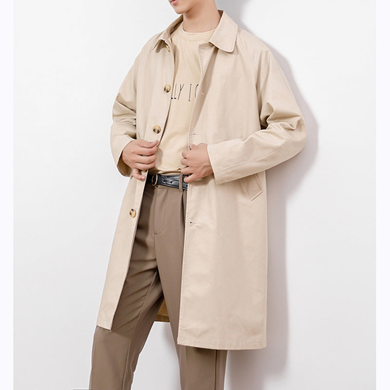 Men's Single-breasted Casual Mid-length Trench Coat: Your Stylish Companion - Minihomy