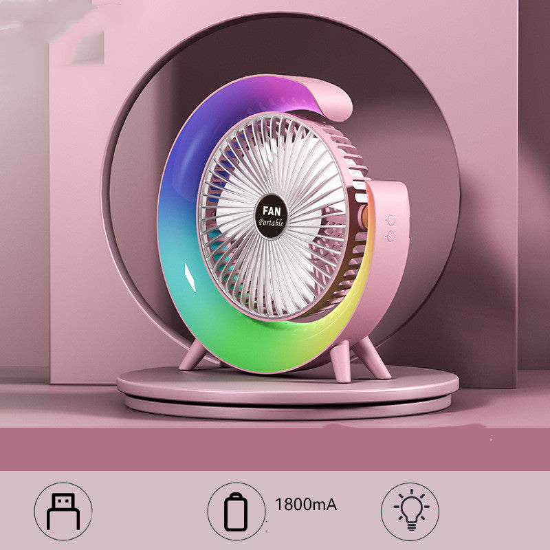 New Bright Night Light Charging Fan Desktop Silent Mini Electric Fan Portable Fan USB - Minihomy