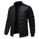 Men's Winter Stand Collar Zipper Jacket - Fashion Stitching Coat