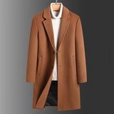 Winter Woolen Men's Slim Long Casual Trench Coat: Stay Warm in Style