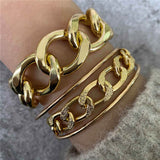 3 Double-layer Thick Chain Bracelet Set - Minihomy