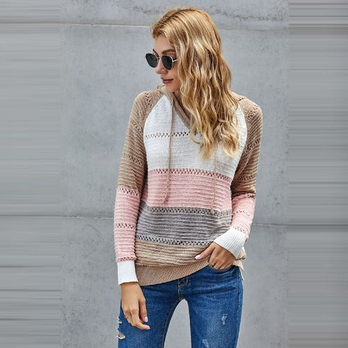 Versatile wear color patchwork long sleeve