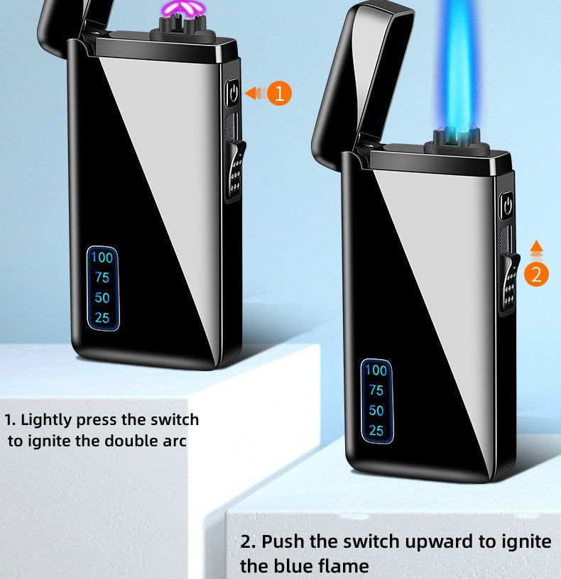 Windproof Double Flame Lighter - Gas & Electric, Customized, Metal