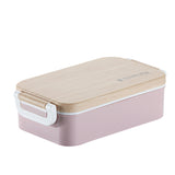 Rectangular wooden student lunch box