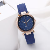 Casual Women Romantic Starry Sky Wrist Watch Leather Rhinestone Designer Ladies Clock