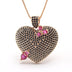 AAA Full Zirconium Necklace: Women's Real Gold Plated Copper Peach Heart Necklace Jewelry - Minihomy