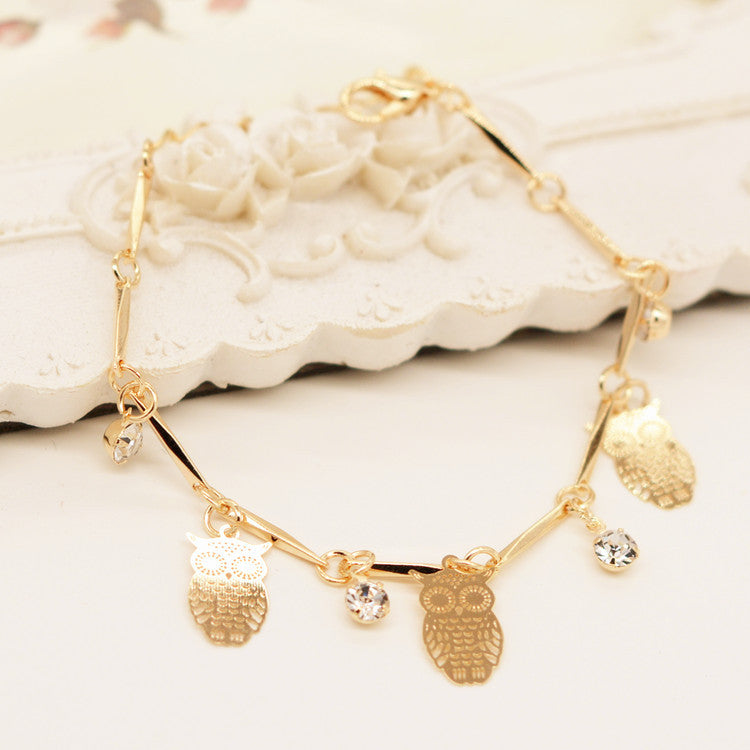 Ethnic Style Golden Owl Tassel Bracelet - Minihomy