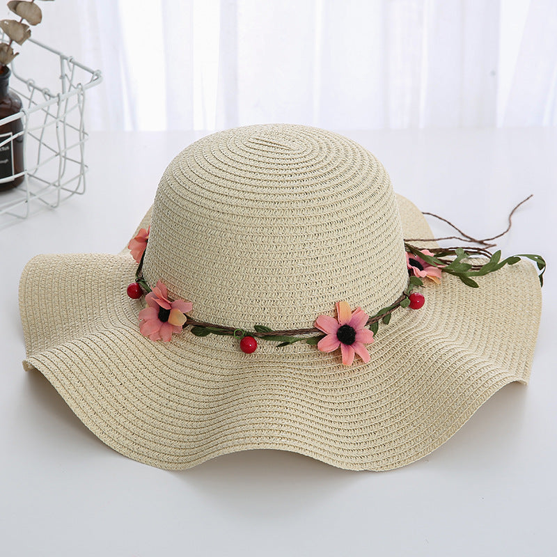 Women's Wavy Edge Big Brim Straw Hat