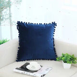 Ball lace pillow velvet solid color sofa short plush ball cushion cover