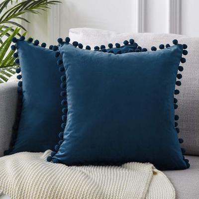 Ball lace pillow velvet solid color sofa short plush ball cushion cover