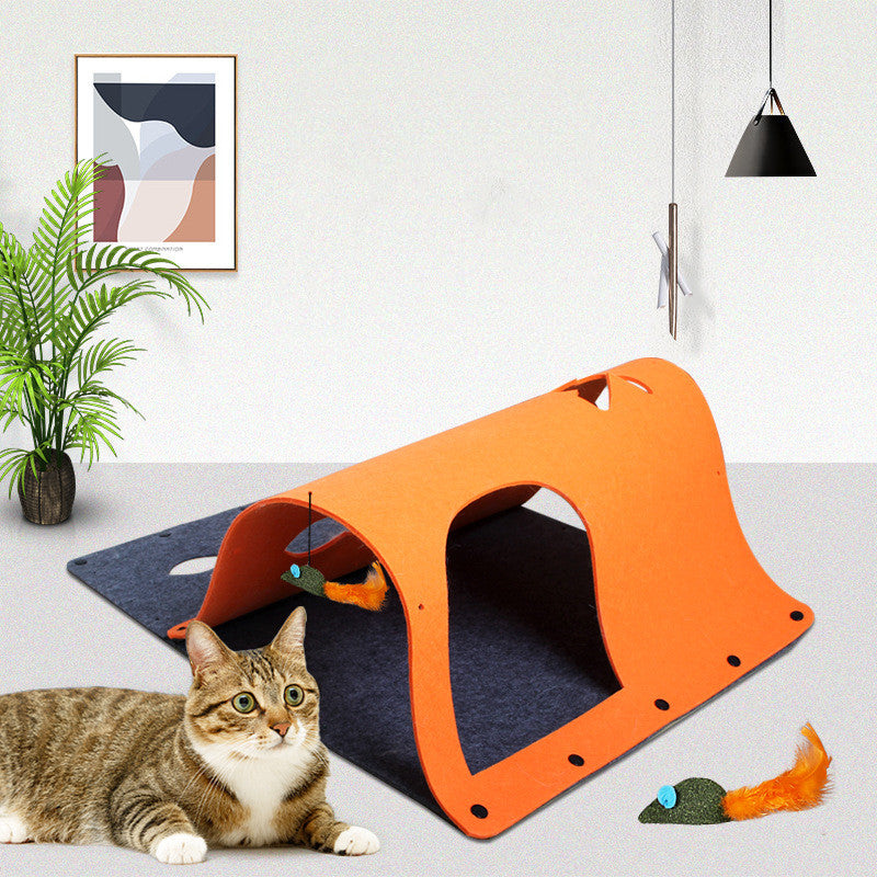 2 in 1 DIY Combined Cat Tunnel Toy Removable Felt Cat Nest House Play Dog Tunnel Tubes