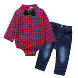 Boy Gentleman Plaid Suit Baby One-Piece Suit