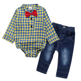 Boy Gentleman Plaid Suit Baby One-Piece Suit