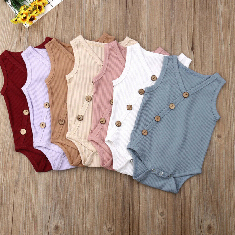 Newborn Baby Solid Bodysuit Kids Clothes Boys Girl Jumpsuit