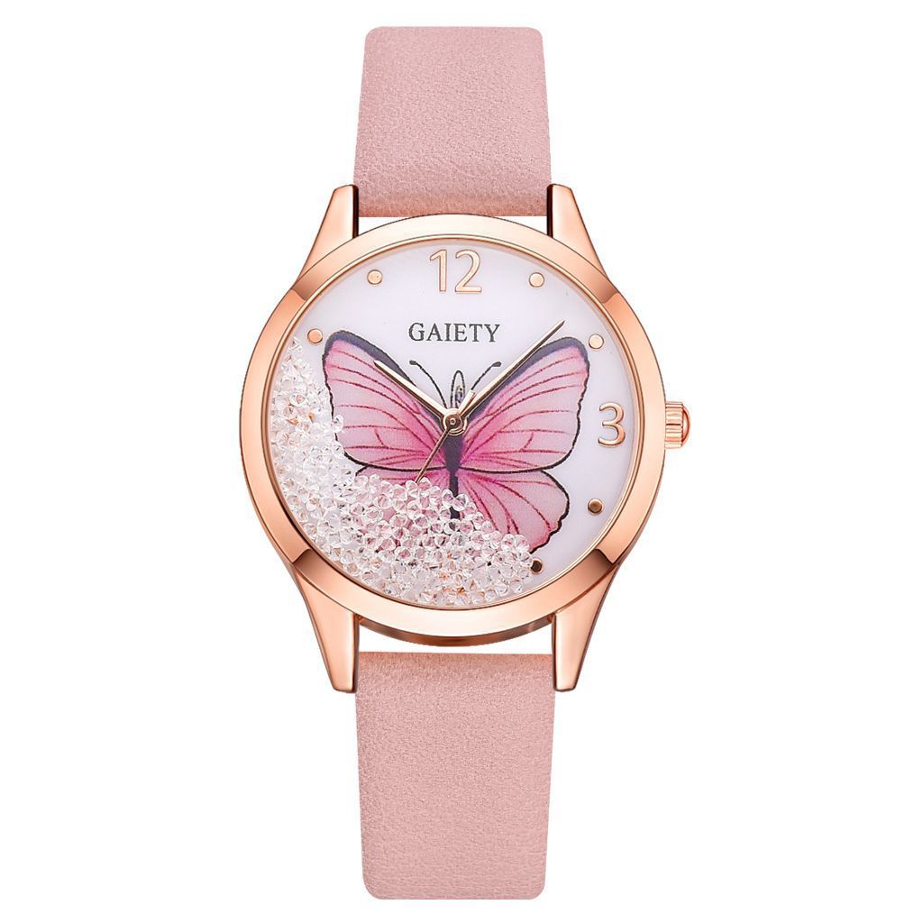 Gaiety Brand Women Watches Luxury Removable Rhinestone Butterfly Watches Ladies Leather Dress Ladies Wrist Watches Female Clock - Minihomy