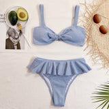 Ladies Ruffle Knitted Fabric Ladies Swimsuit Bikini - Minihomy