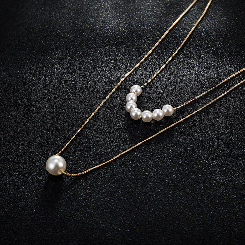 Fashion Jewelry Double Pearl Necklace - Minihomy