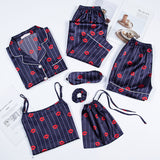 Summer Seven-Piece Suit Suspenders Ice Silk Pajamas