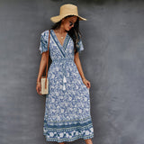 Bohemian Dress Summer Women Clothing Loose V-Neck Casual Beach Sundresses