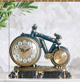 Lisheng European Clock Sitting Room Quiet Retro Clock Creative Desk Clock Decorative Clock Bicycle Ornament Quartz Clock