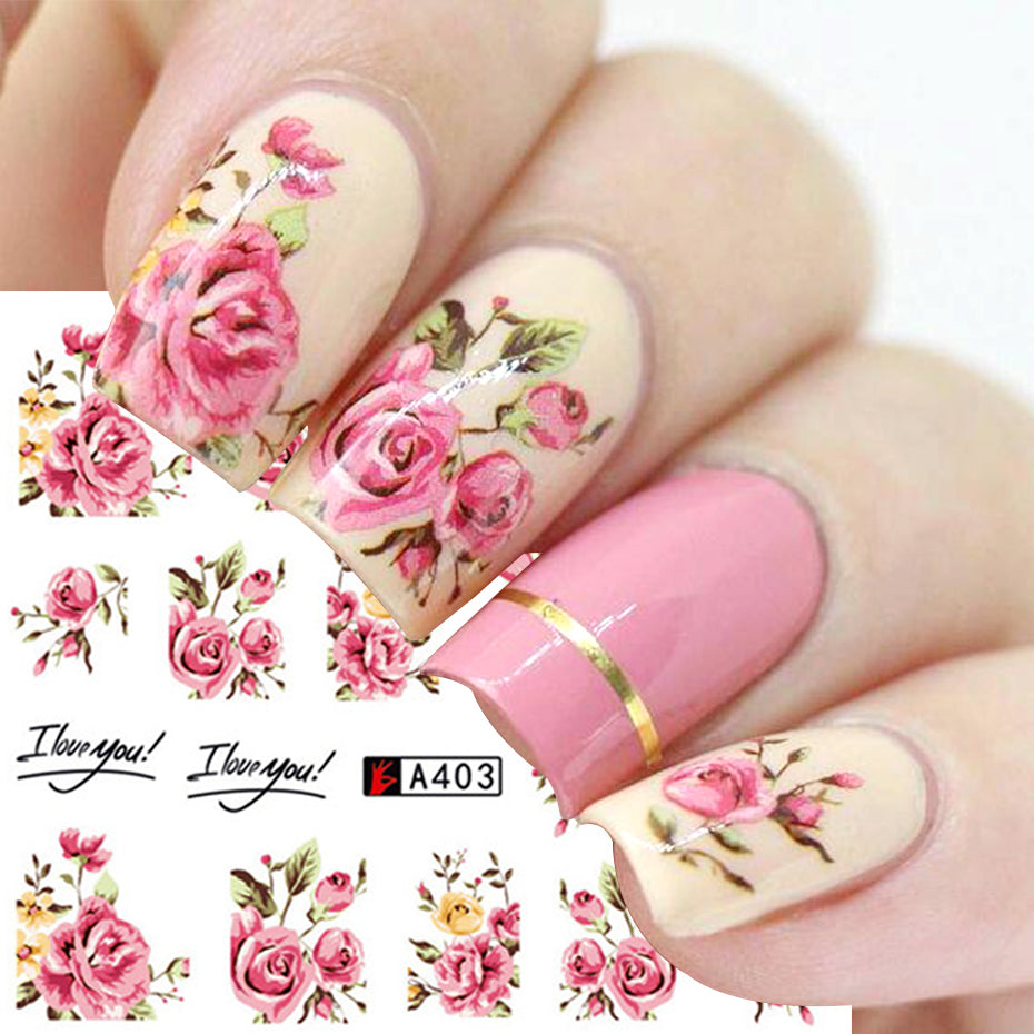 Nail Art Rose Nail Sticker Bowknot Lace Red Flower Nail Applique Eco-Friendly Nail