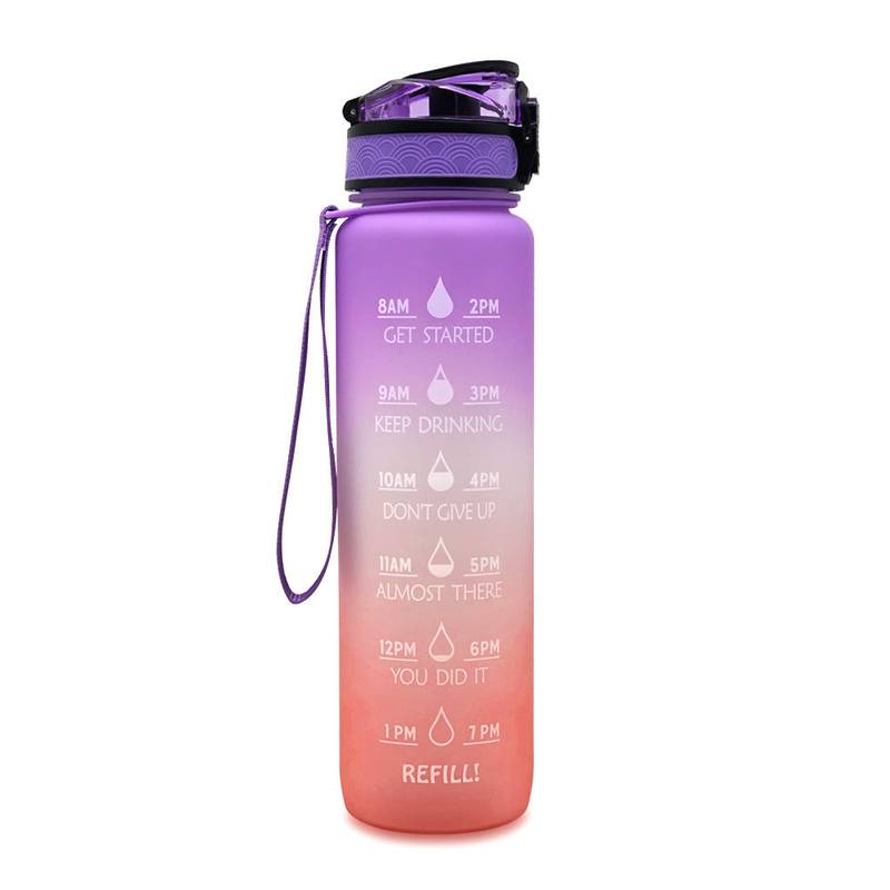 1L Tritan Water Bottle with Time Marker & Bounce Cover - Leakproof Bottle for Sports, Fitness, Cycling - Minihomy