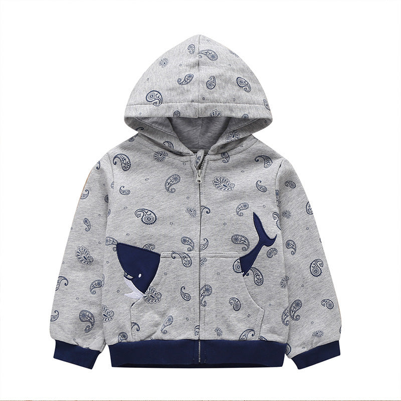 Little Baby Infant Dinosaur Cartoon Hooded Kids Cute Boys Outwear Sweatshirt