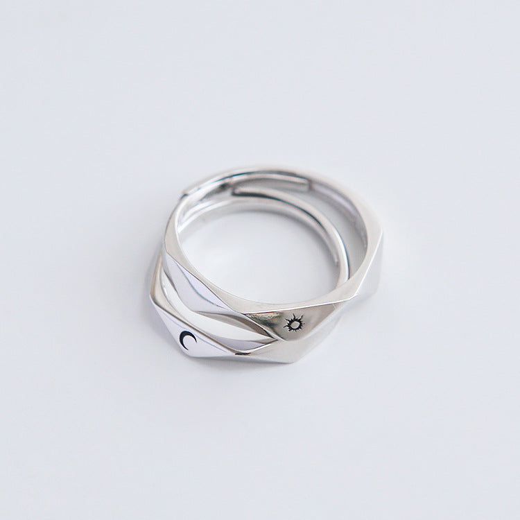 Sun and Moon Couple Rings Valentine's Day Gifts Simple Opening Men and Women