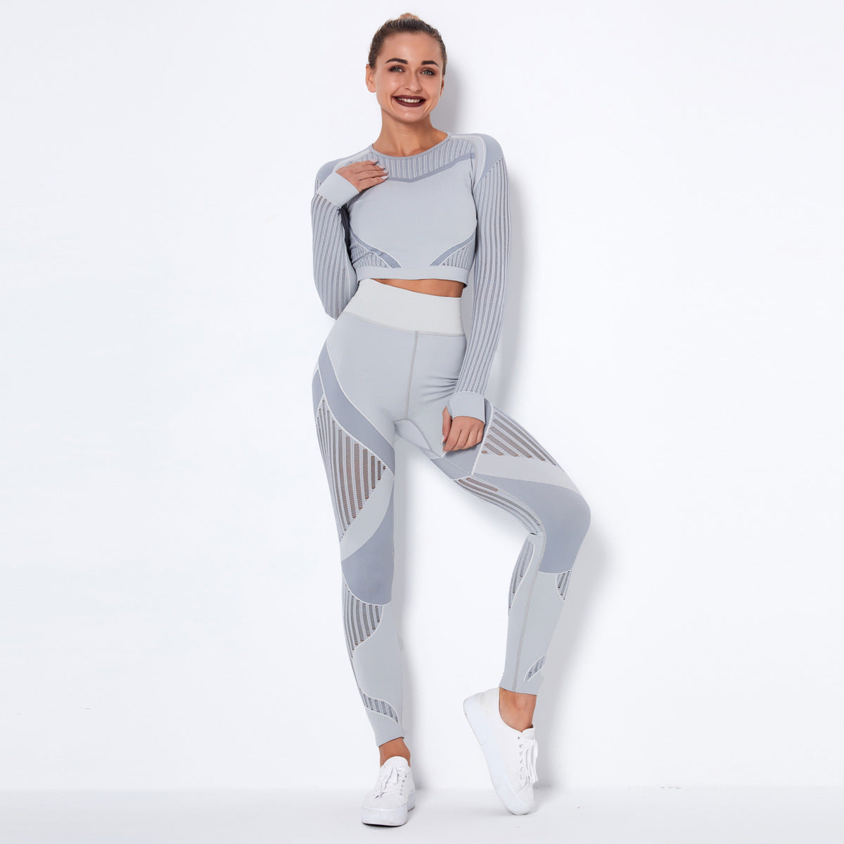 Seamless Knitted Absorbent Yoga Long-Sleeved Suit Yoga Wearsuit