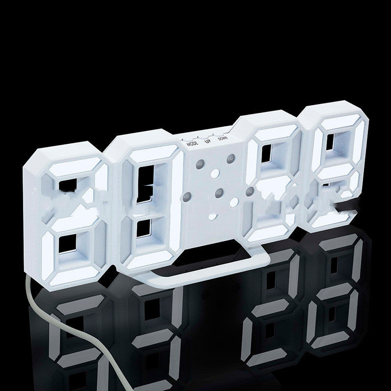 Digital Clock Electronic Alarm Clock Wall Three-dimensional Wall Clock - Minihomy