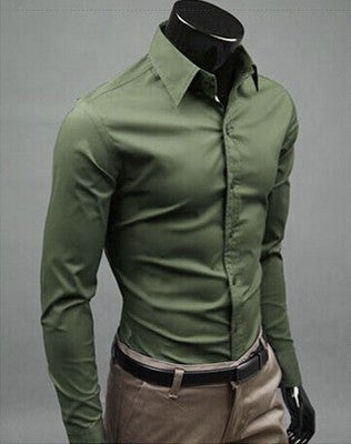 Business Shirt Candy Color Men's Casual Long-Sleeved Shirt