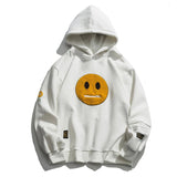 Zipper Pocket Smile Face Patchwork Fleece Hoodie Sweatshirt Streetwear