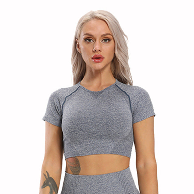 Seamless Yoga Top Fitness Long Sleeve Women Gym Crop Top