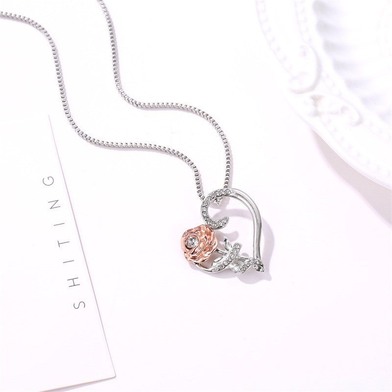 Love Rose Zircon Necklace Romance - Minihomy