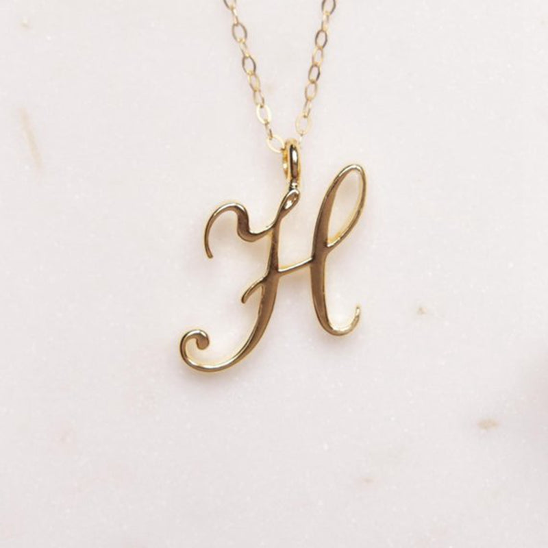 Gold 26 Old English Initial Letter Necklaces For Women - Minihomy