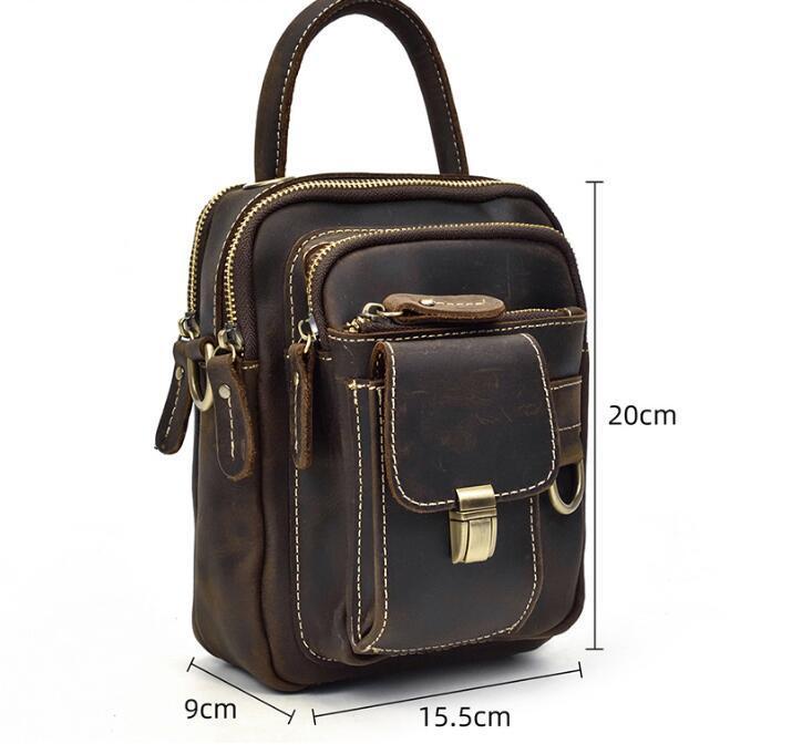 Men's Multi-functional Leather One-shoulder Crossbody Waist Bag - Minihomy