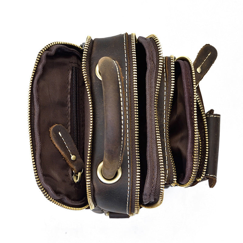 Men's Multi-functional Leather One-shoulder Crossbody Waist Bag - Minihomy