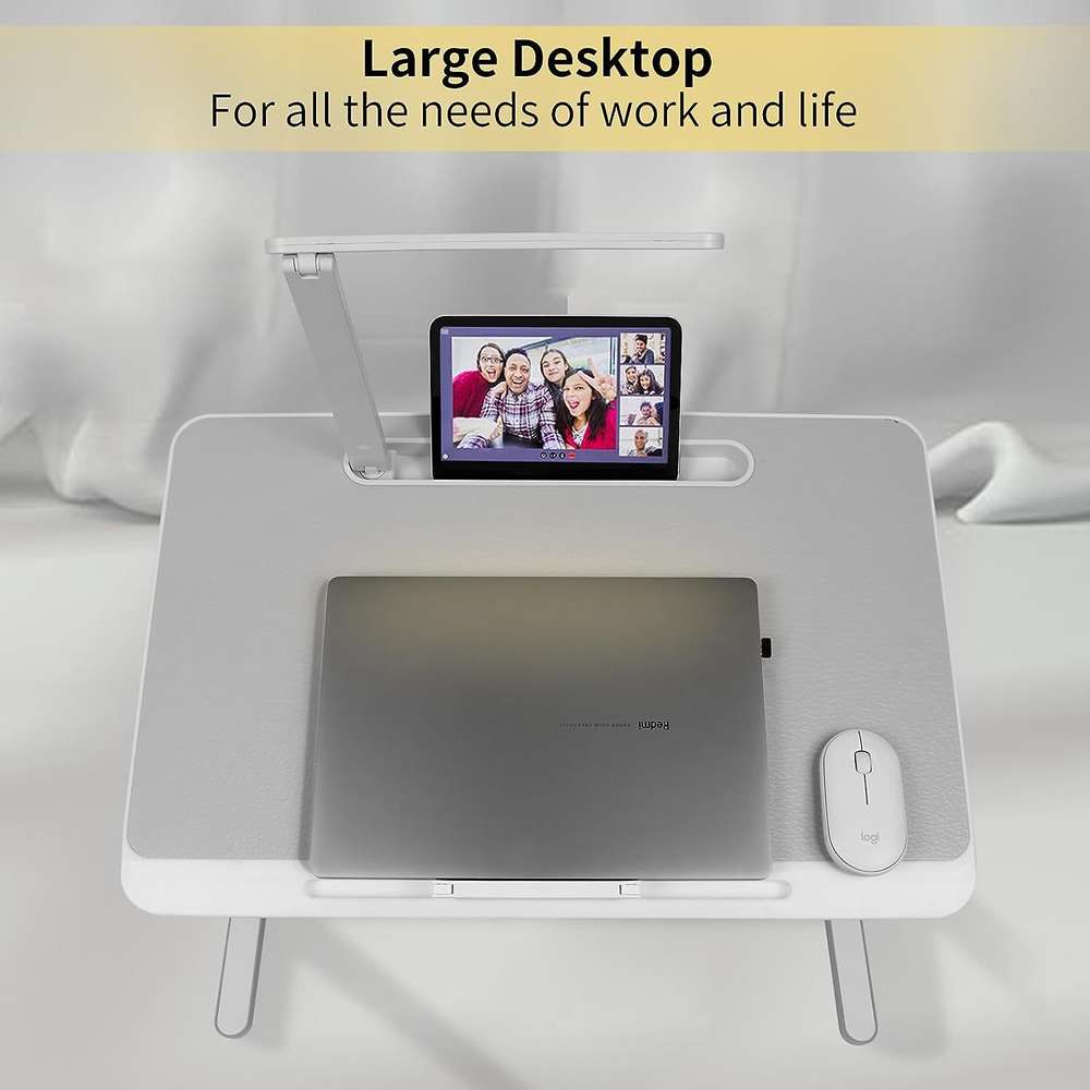 Lap Desk For Laptop Portable Bed Table Desk Laptop Desk With LED Light And Drawer - Minihomy