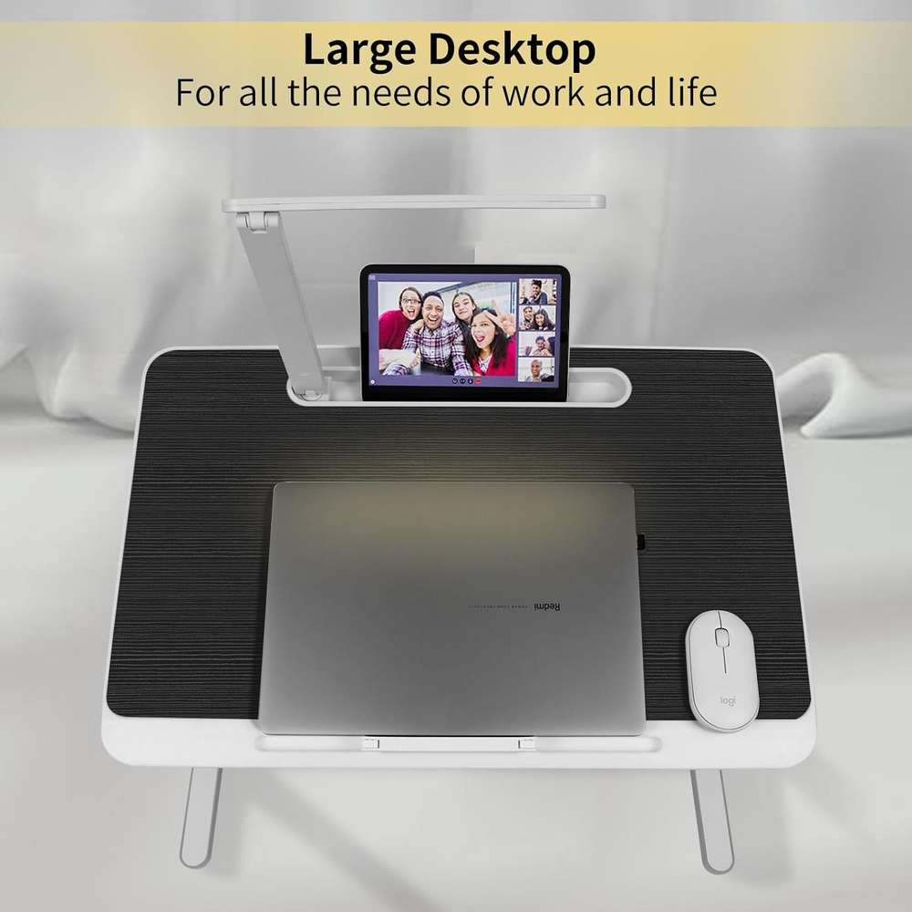 Lap Desk For Laptop Portable Bed Table Desk Laptop Desk With LED Light And Drawer - Minihomy