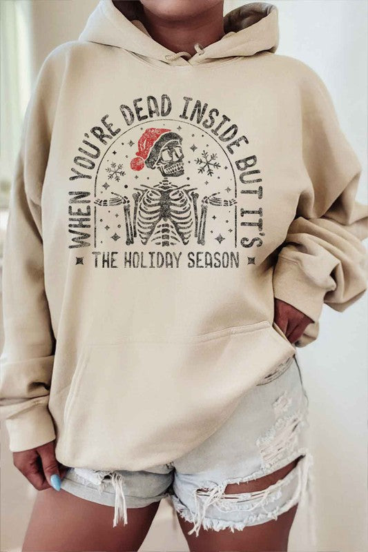 Christmas Skeleton Graphic Hoodie - Unisex Holiday Sweatshirt - Minihomy