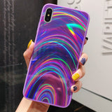 3D Rainbow Glitter Gradient Back Cover Phone Case