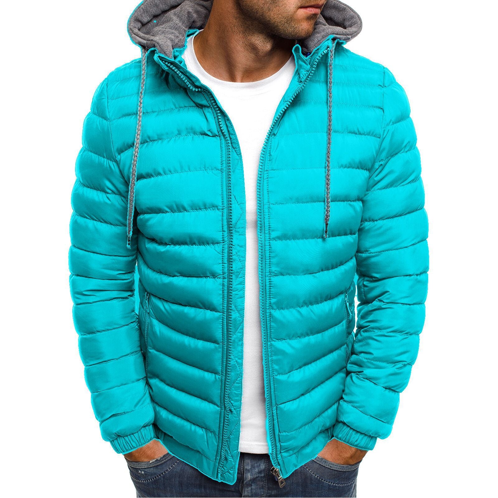 Autumn Winter Men Cotton Jacket Hooded Thickened Down Jacket - Minihomy