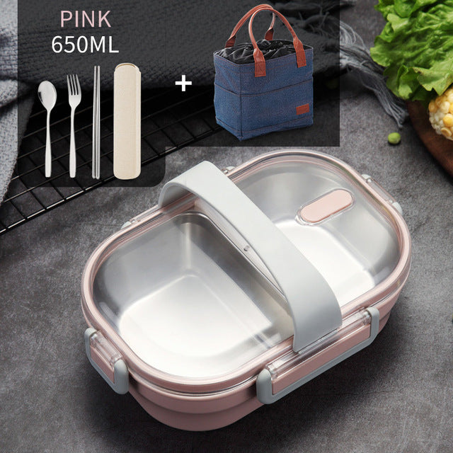 Portable Children's Lunch Box 304 Stainless Steel Bento Kitchen Leak Proof Food Box for Kids