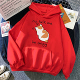 No Talk Me Cute Angry Cat Print Women Hoodie - Minihomy