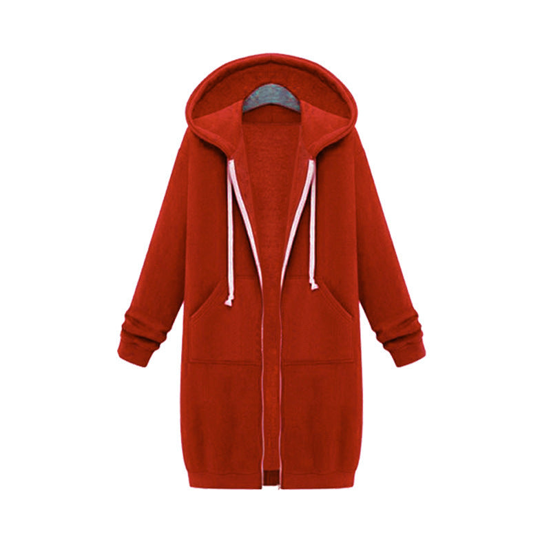 Hooded Long Sleeve Sweater Fleece Long Jacket