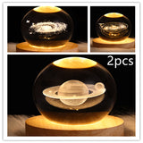 LED Night Light Galaxy Crystal Ball Table Lamp - 3D Planet Moon Lamp for Bedroom Home Decor